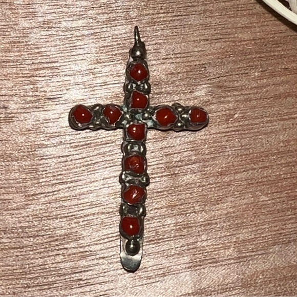 VTG Double Sided Cross- Turquoise/Coral Sterling- - Picture 2 of 4